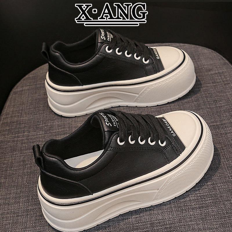 

см толстоподошвенные увеличивающие женские туфли туфли-кексы кожаные board shoes маленькие белые туфли новые осенние повседневные спортивные туфли 35
