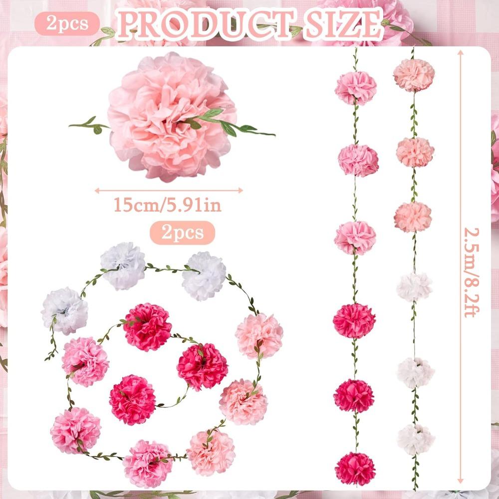 

2pcs Gradient Tissue Paper Pom Pom Garlands Paper Flowers for Birthday Decorations Baby Shower Wedding Engagement Spring Summer Party Decorations 2pcs синий