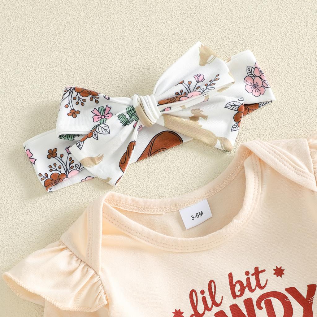 Citgeett Autumn Infant Baby Girls Fall Outfit Western Long Sleeve Romper Pants Headband Clothes