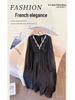 High-End Plus Size Women's V-Neck Rhinestone Dress (130-300 lb) - Elegant French Style