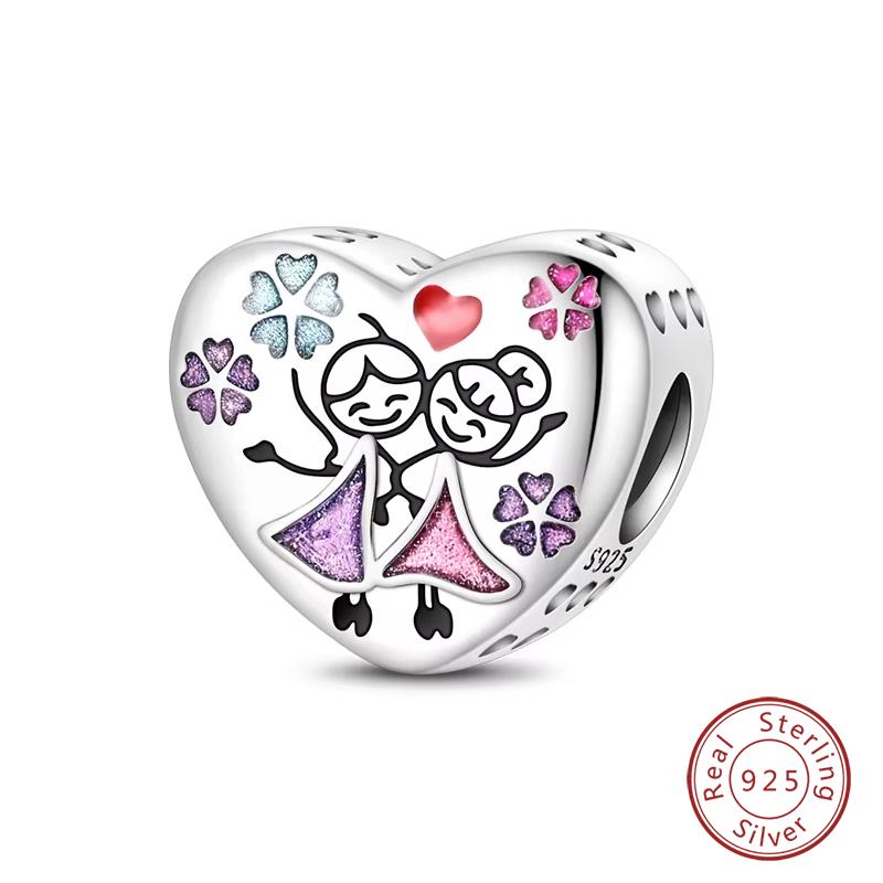 100% Copper Heart Shaped Warm Family Charm Beads Fit Qikaola Original Bracelets Fine Diy Mother'S Day Jewelry Gifts