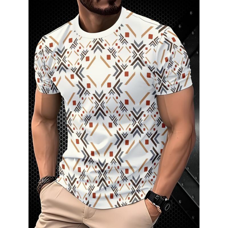 Trendy men s 3D printed short-sleeved T-shirt S