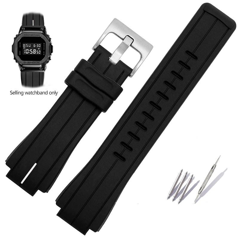 Silicone Watchband For Casio G-SHOCK GA2100 GA-2100 GM2100 DW5600 DW6900 Modified Black Rubber Sports Waterproof Strap 16mm