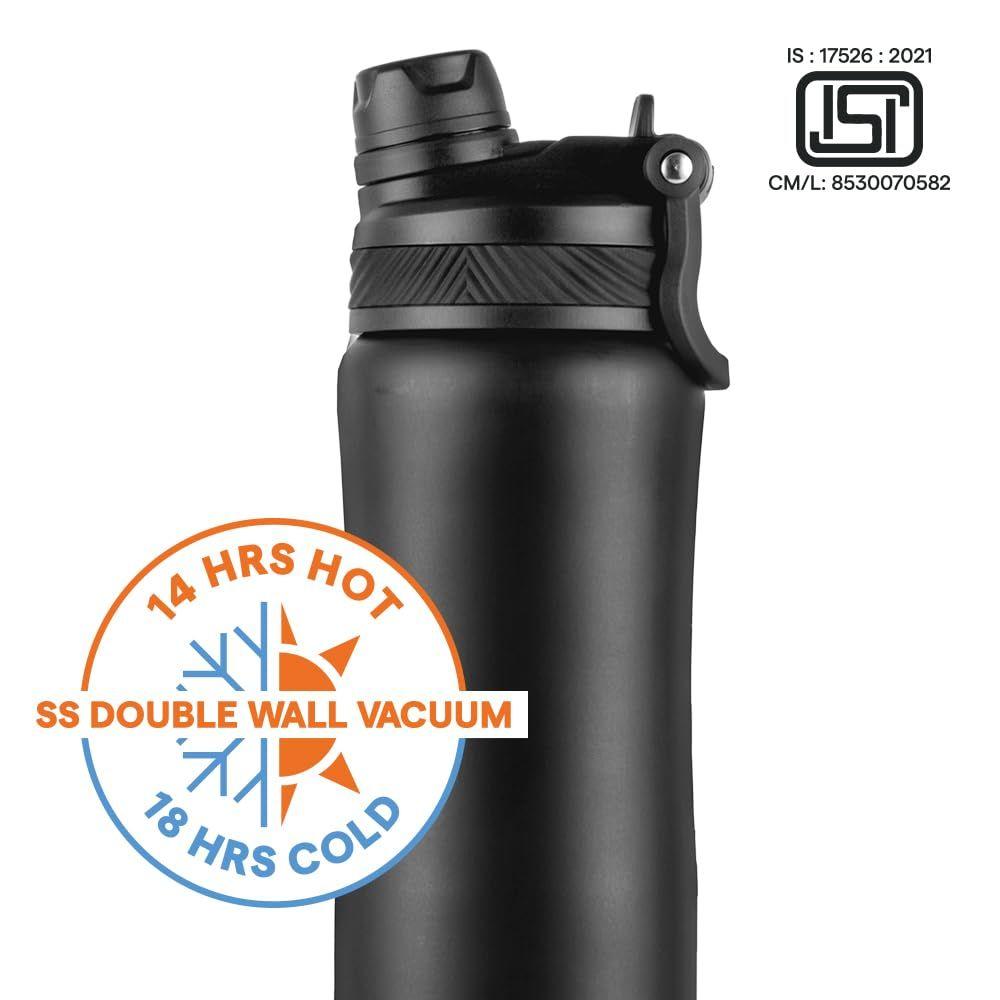 800ml Duo Sport Stainless Steel Water Bottle | ISI Certified Made in India | Double Wall Vacuum Insulated Flask | for Office, School, Gym & Travel