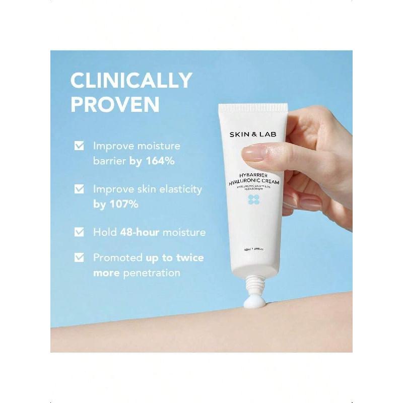 Skin&Lab Hybarrier Hyaluronic Cream 50ml | Daily Facial Cream Moisturizer With Hyaluronic Link | Hydrate And Smooth Skin | Dermatological Tested