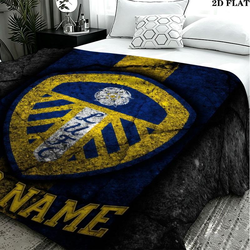 1PC Leeds United Custom Name Patterned Flannel Blanket Suitable For All Seasons for Home Decor Warmth and Comfort Gifts Holiday Present