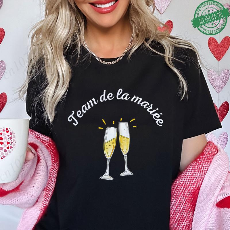 

Future Bride Team Matching T-Shirts French Women s Champagne Print Blouses Short Sleeve Tees Bridal EVJF Party Bachelorette Tops 5XL