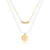 2026 New Stainless steel Double Layer Letter Round Pendant Necklace Women's Gift Indelible Jewelry Party Neck chain Accessories