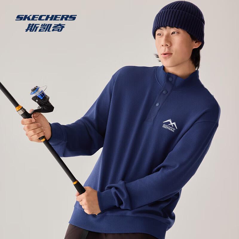 

Skechers Men s Moisture-Wicking Half-Button Knit Long-Sleeve Shirt L