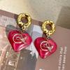 Fashion Classic Pink Color Crystal Enmale Earrings For Women Girls Exquisite Design Pendant Flower Ear Rings Jewelry Accessories