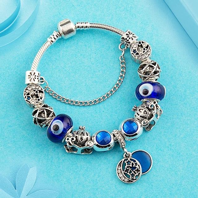 

Новые ювелирные аксессуары, модный мультяшный самолет, кулон, браслет-подвеска, Рождественская коллекция, браслет с голубым звездным небом для девочек 18cm золотой