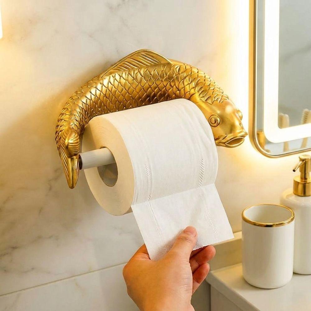 Golden Carp Toilet Paper Roll Holder Waterproof Plastic Tissue Paper Shelf Household