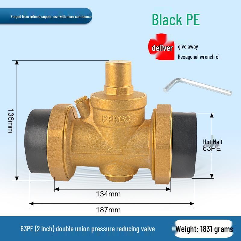 Water Pipe Pressure Reducing Valve for Home Heaters - PPR20/25/32, 4-Point PE Fitting