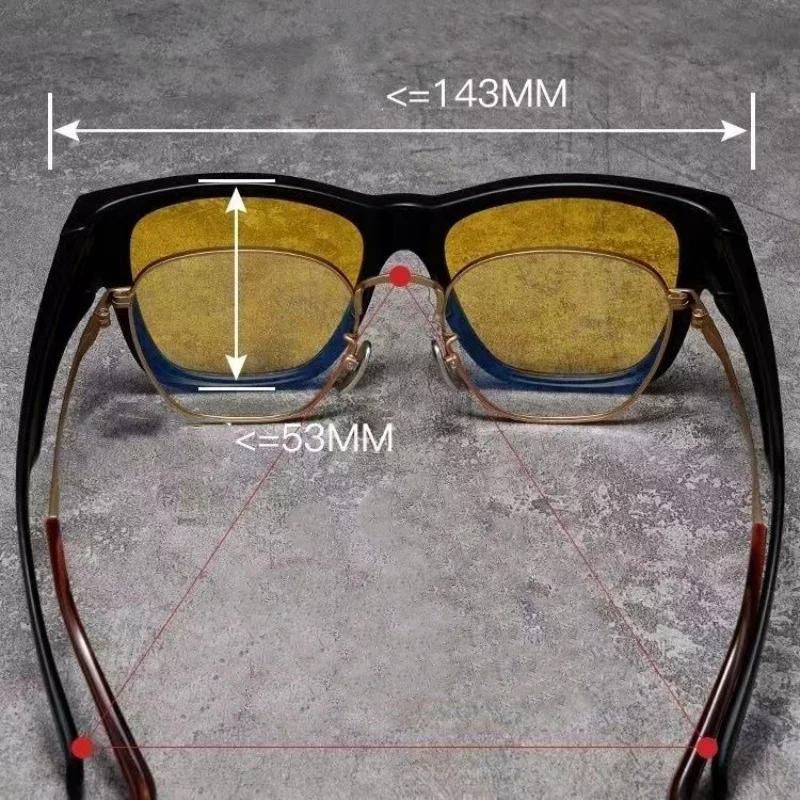 Herre Nattsyn Pochromiske Solbriller for Kjøring Dame Nærsynthet Solbriller Bruk Over Retro Firkantede UV-skjermer Passform Over Briller
