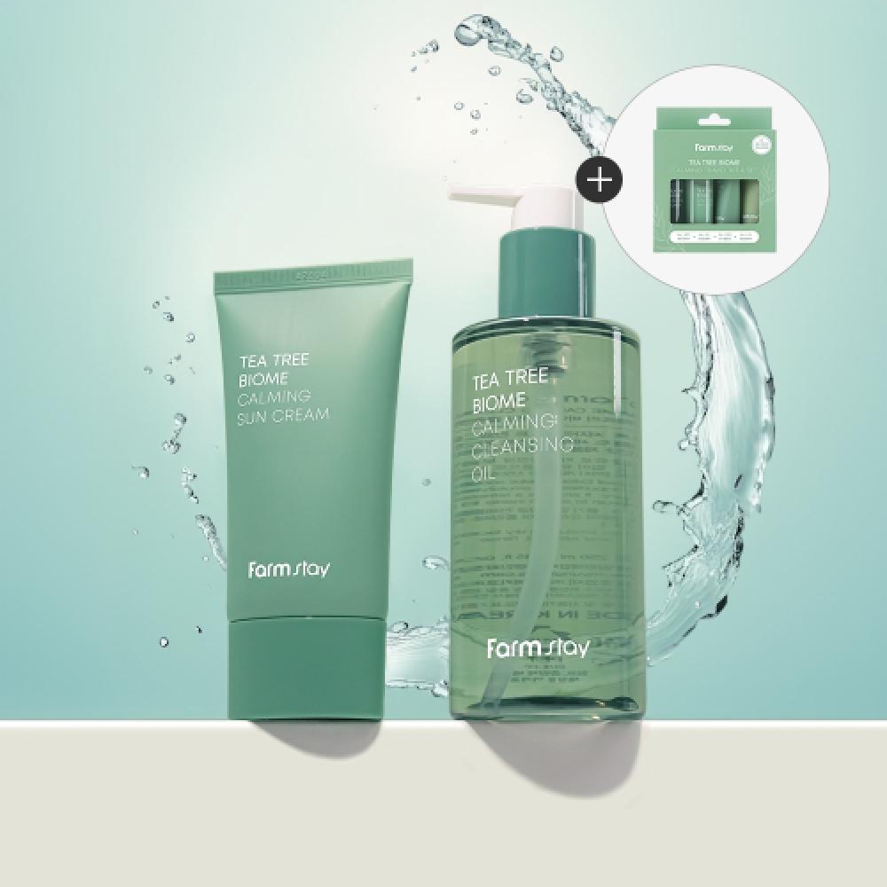 

Farmstay [набор из 2] солнцезащитный крем Tea Tree Biome 50 г + очищающее масло 250 мл + дорожный набор 4 вида NONE