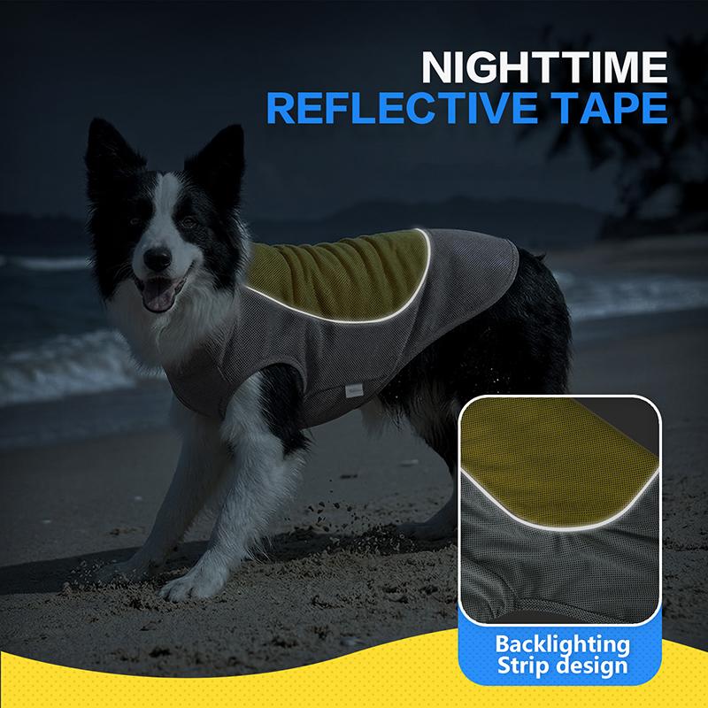 Summer Dog Cooling Clothes with Ice Pack Pocket Reflective Breathable Heat Relief Pet Vest for Medium Large Dogs Pet Costume