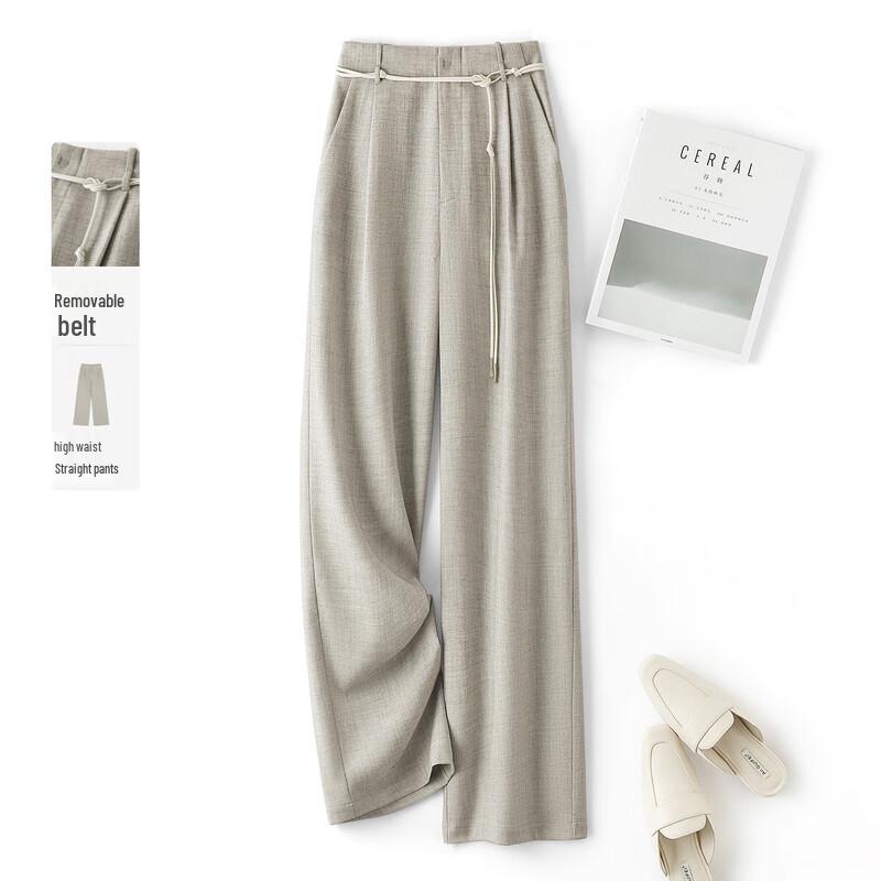 IHIMI Women s Wide-Leg High-Waisted Casual Trousers M