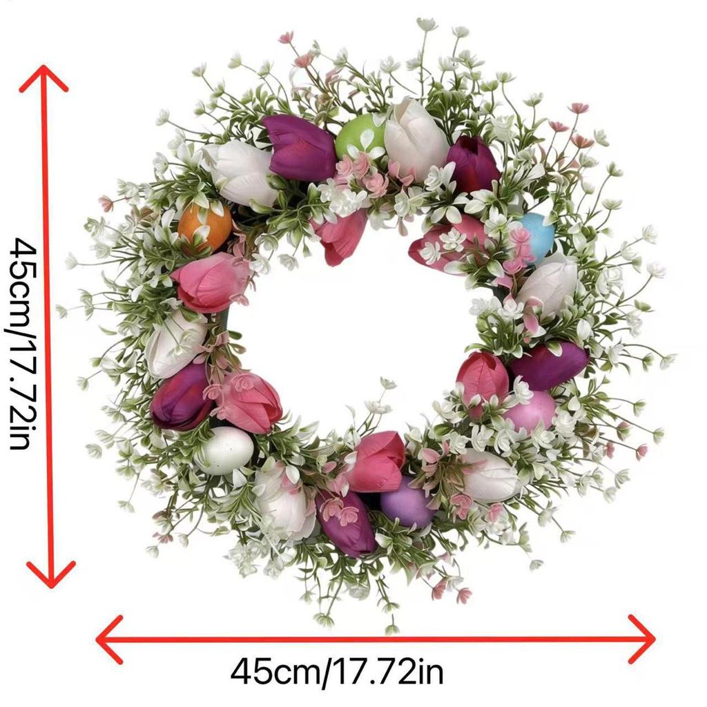 Easter Door Wreath 17 Inch Artificial Spring Flower Wreath Funny Front Door Decor for Home Entryway Yard Patio Farmhouse Party
