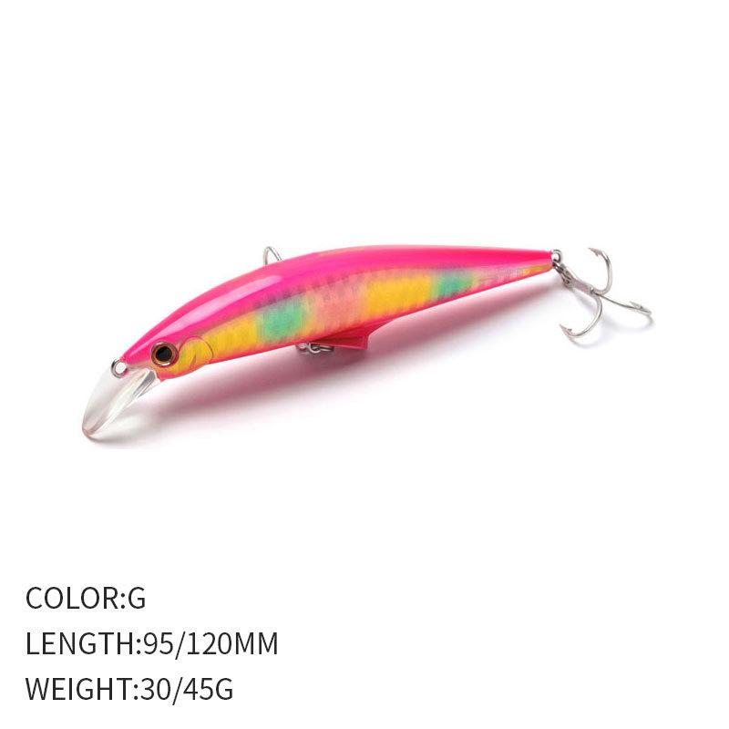 High Quality Sea Fishing Heavy Minnow Bait 120mm 45g Long Cast Freshwater Perch Sinking Minnow Lure A9093