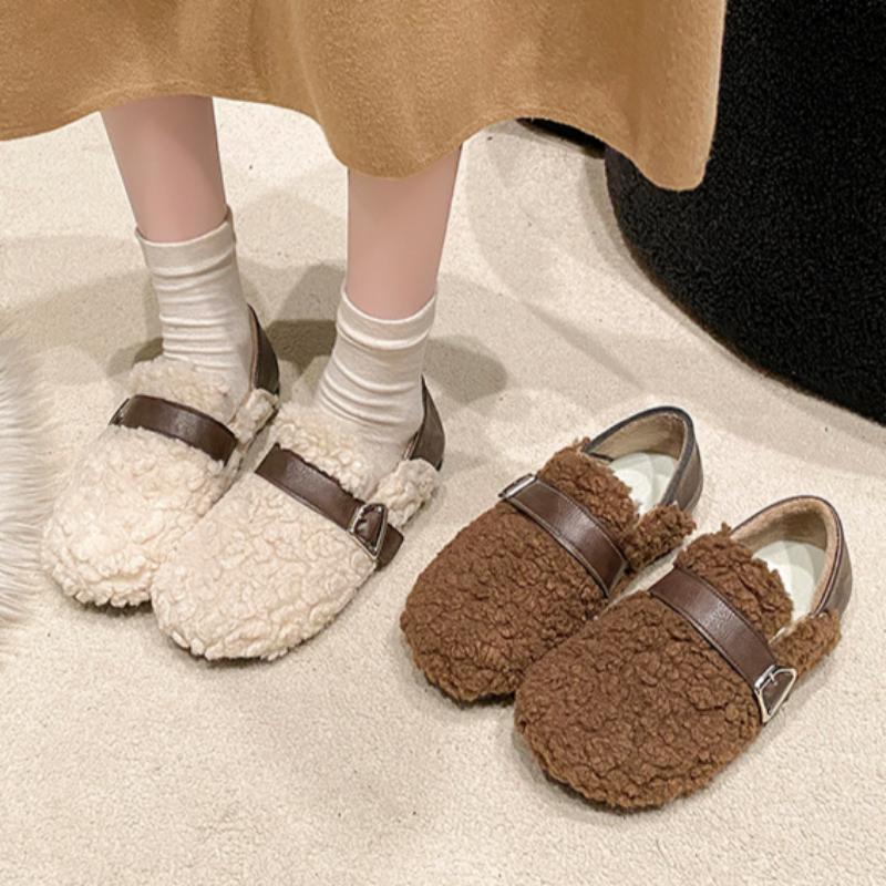 Autumn and Winter Women's Shoes Plus Velvet Casual Flat Cotton Shoes Round Toe Cotton Slippers