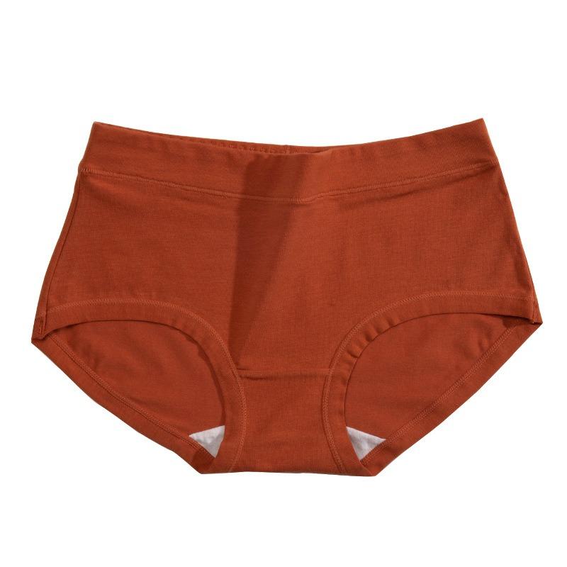 Women Mid Waist Cotton Briefs Antibacterial Butt Lifting Solid Color Plus Size