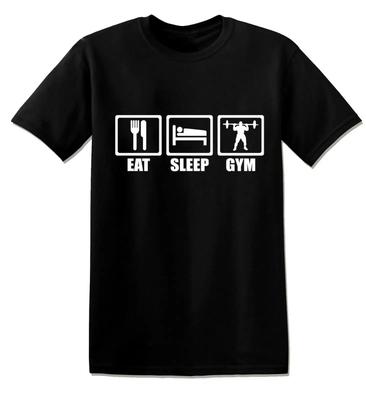 Eat Sleep Gym Funny Fitness Workout Gift T-Shirt 100% Cotton O-Neck Summer Short Sleeve Casual