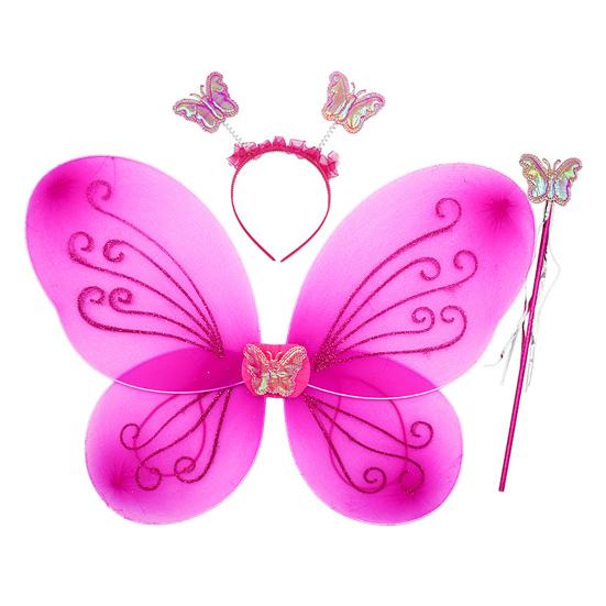Yousheng 1 Set Girls Butterfly Wings Kids Foldable Butterfly Fairy Wings Hairband And Wand Fairy Costume Props for Halloween Parties Cosplay Photo