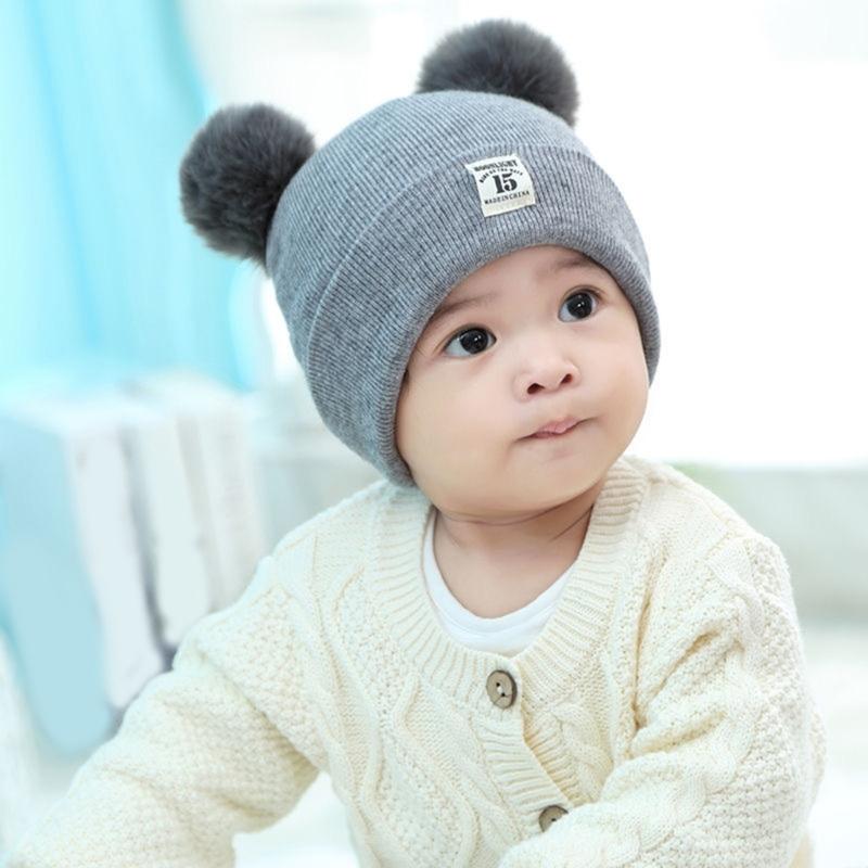 2-teiliges Set aus Babymütze und Halswärmer mit Bärenmotiv, gestrickte Babymütze und Schal, dehnbare Mütze und Schal für Kleinkinder, angenehm zu tragen