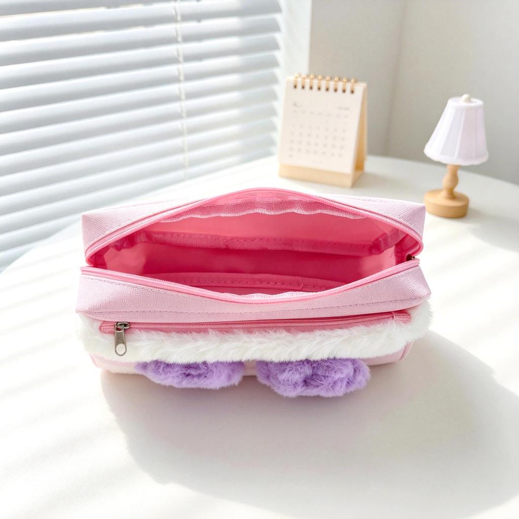 Plush Cat Paw Pencil Case - Cute, Soft, Large Capacity Stationery Bag for Students