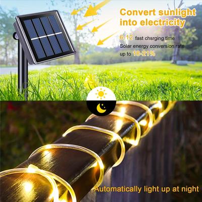 Solar Rope Light IP65 Waterproof Outdoor LED Fairy String Tube Lights for Party Garden Yard Wedding Christmas Tree Decoration