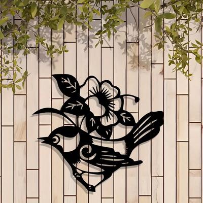 Elegant Bird Flower Metal Wall Art Indoor Outdoor Modern Home Office Decor Farmhouse Style Housewarming Birthday Halloween Christmas New Year Gift