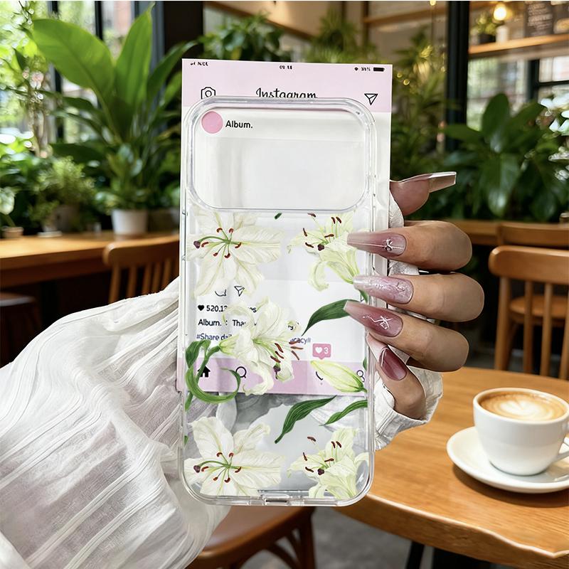 Pink Purple Lily Flower Phone Case For iPhone 17 Pro Max 17Pro 17 17Air Cute Floral Pattern Shockproof Clear Hard Cover Fundas