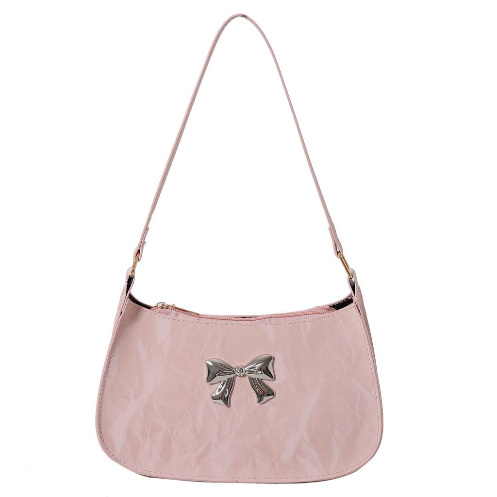 Crossborder Style Pu Mini Crescent Bag With Zipper Closure For Casual Travel