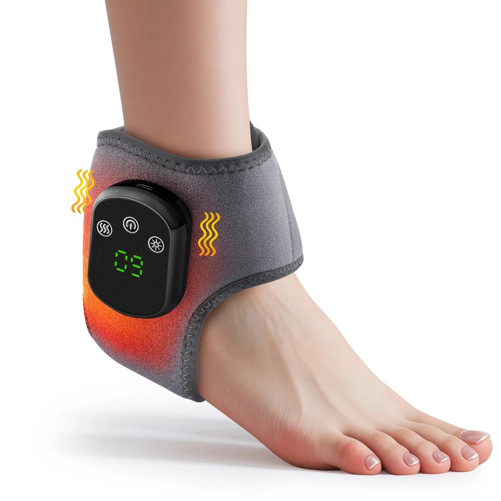 Electric Heating Ankle Massager Vibration Machine Hot Thermal Ankle Brace 3 Levels Hot Compress Foot Sole Massager
