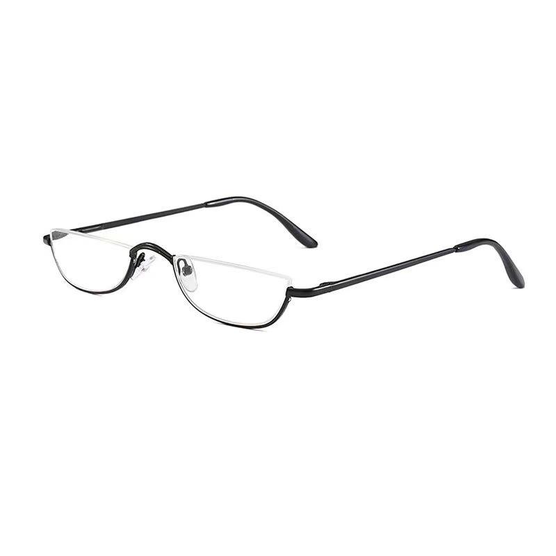 New Fashion Half-Moon Reading Glasses with Metal Spring Legs - Semi-Rimless, Convenient, Trendy Design for the Elderly
