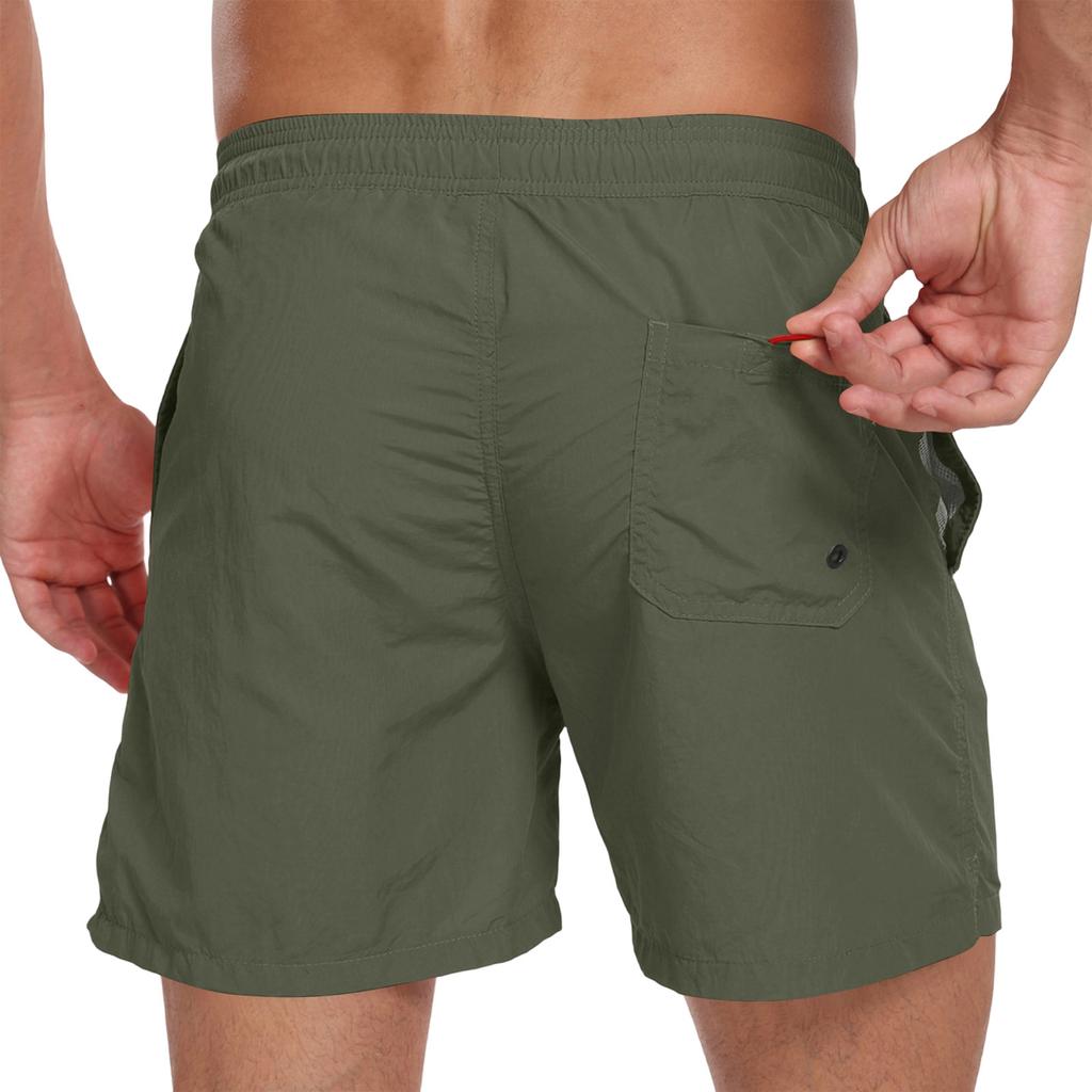 Men Drawstring Elastic Waist Lightweight Breathable Mesh Lined Quick Dry Swim Shorts Athletic Beach Swim Trunks with Pockets for Outdoor Sports
