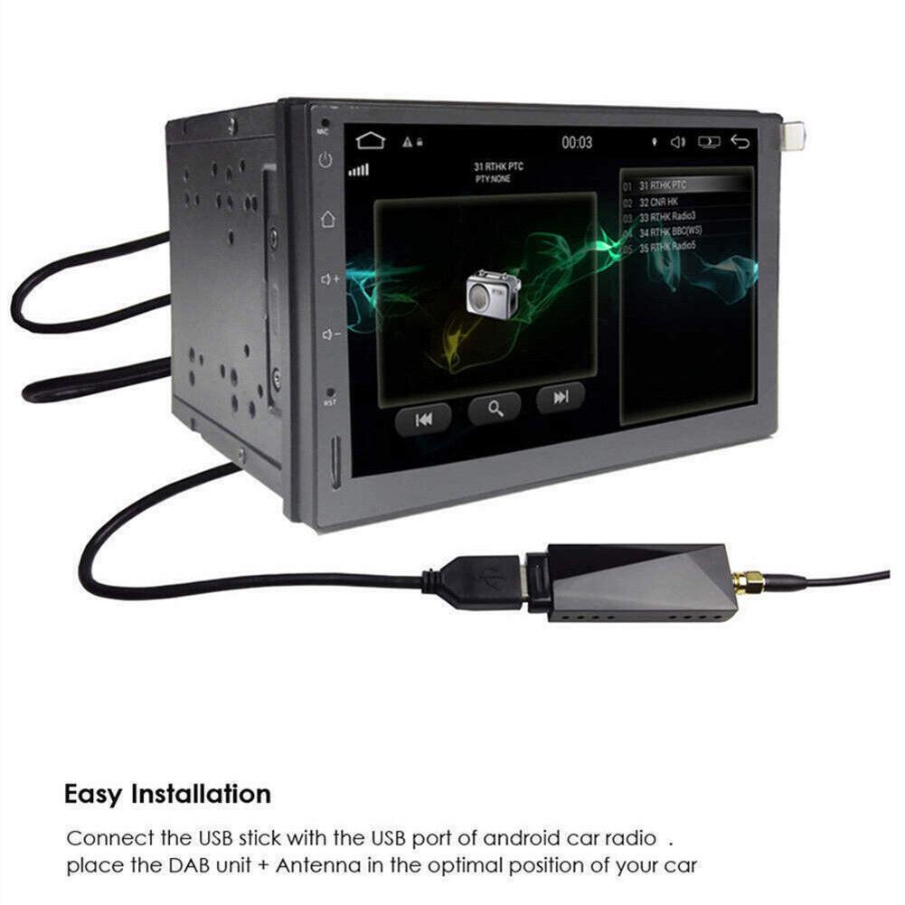DAB+ Digital Radio Tuner USB 5V USB Dongle Receiver 170-240MHz Car Audio Adapter FM Transmitter Box for Android 5.1 Above Car