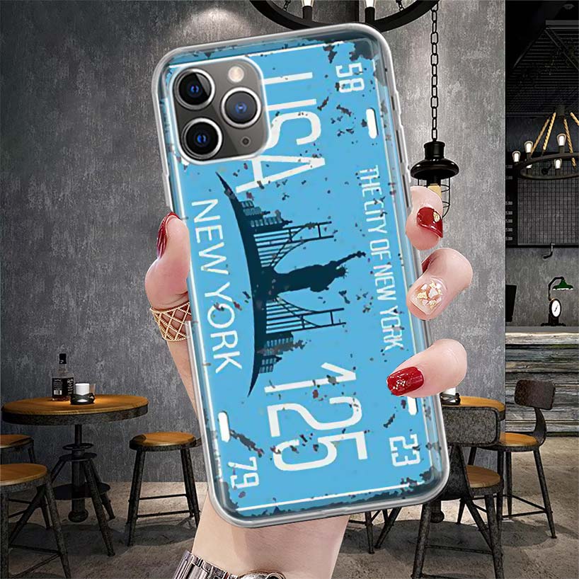 License New York Plate Number Soft Phone Case For IPhone 11 17 Air 16E 16 Pro Max 15 + 14 Plus 13 Mini 12 Apple 7 SE 8 Fundas Co