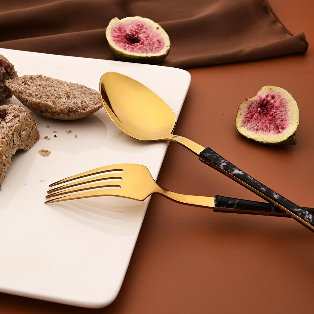 Jankng 20Pcs Imitation Wood Handle Cutlery Set Knife Fork Spoon Dinnerware Set Western Kitchen Stainless Steel Tableware Set