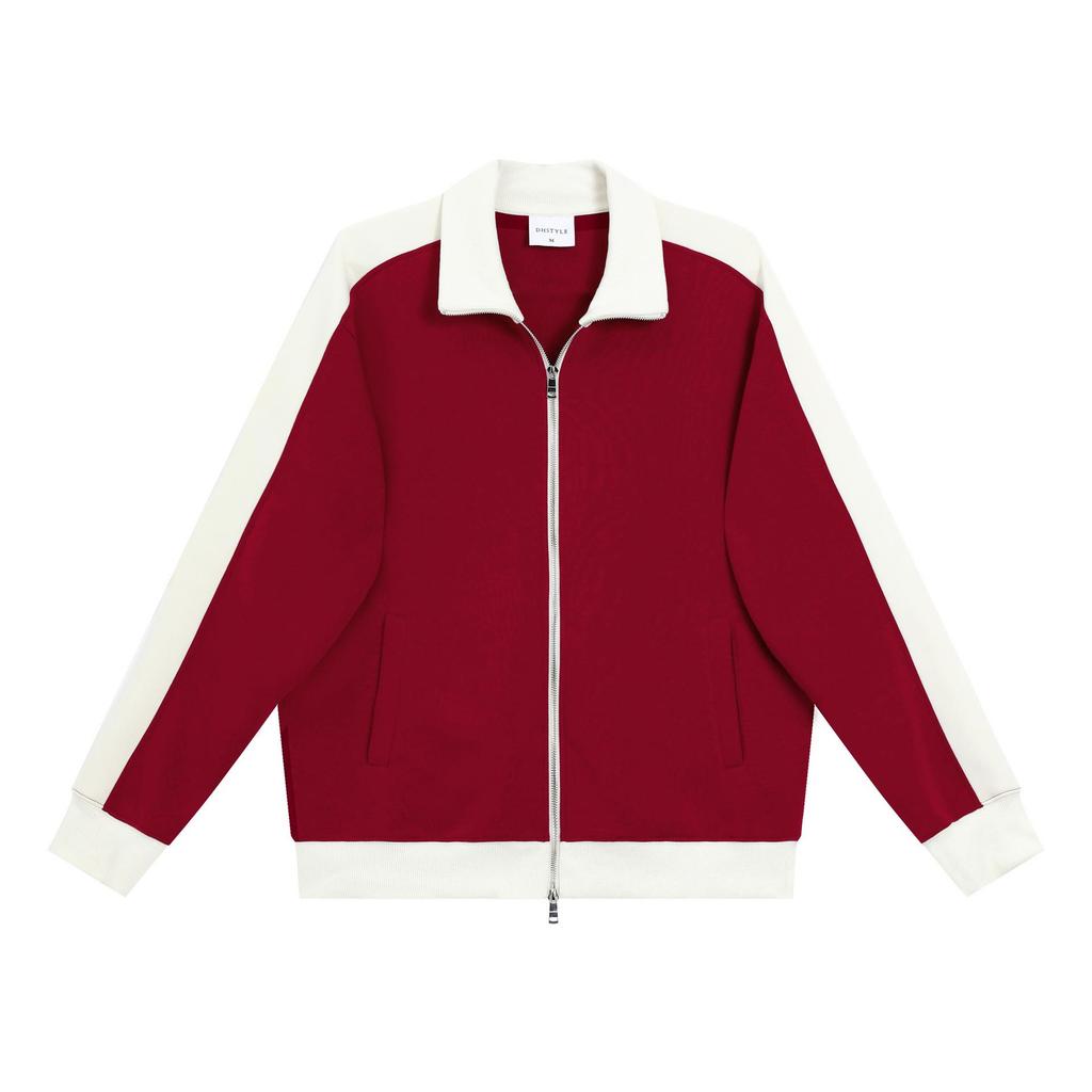 Autumn/Winter Stand Collar Color Block Jacket: Women's Casual Heavyweight 380g Loose Zipper Cardigan Hoodie, Unisex.
