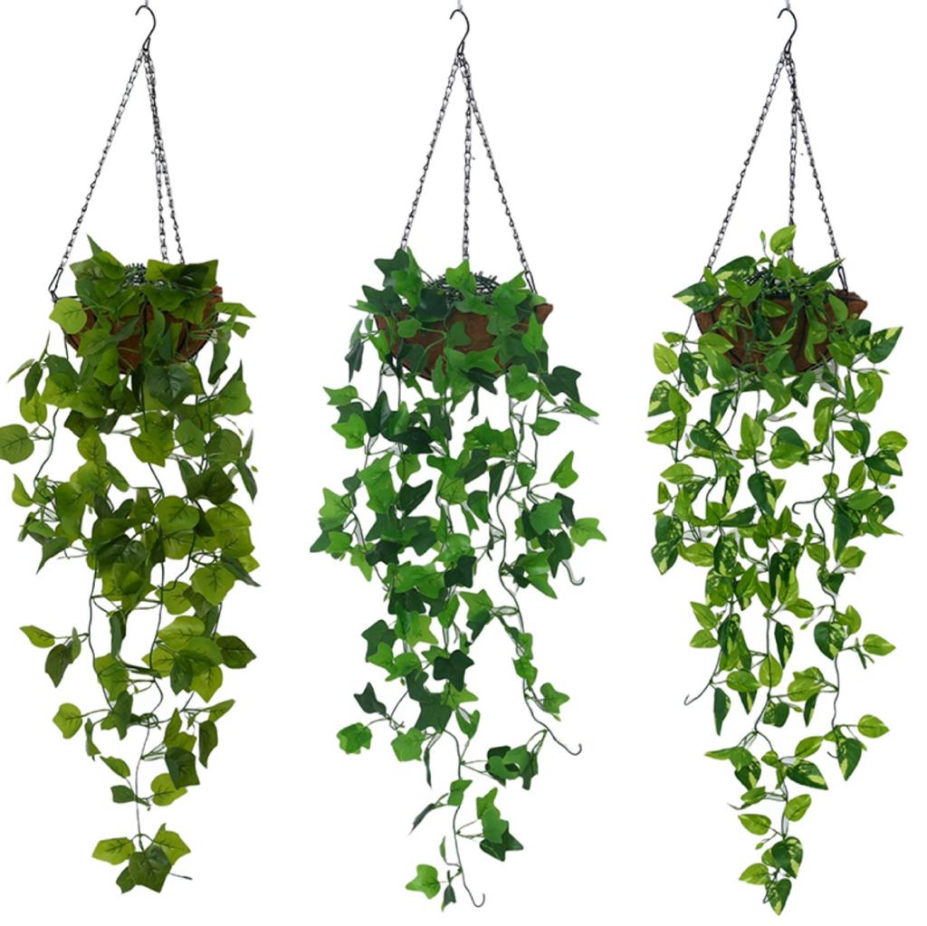 Simulation Leaf Wall Hanging Flower Dill Home Simulation Green Leaf Sweet Potato Vine Wall Decoration, Green Dill Hanging Orchid
