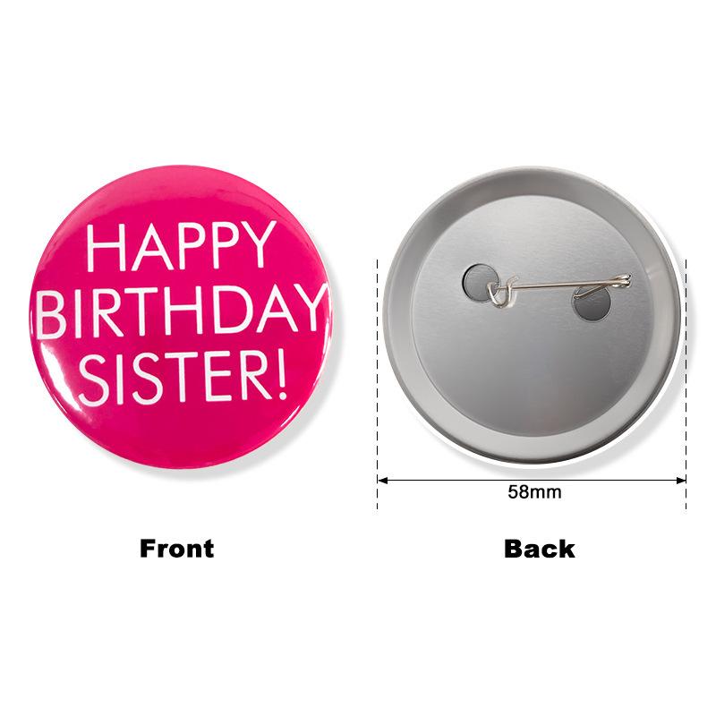New Happy Birthday Theme Party Badge White Tinplate Handmade Birthday Badge 