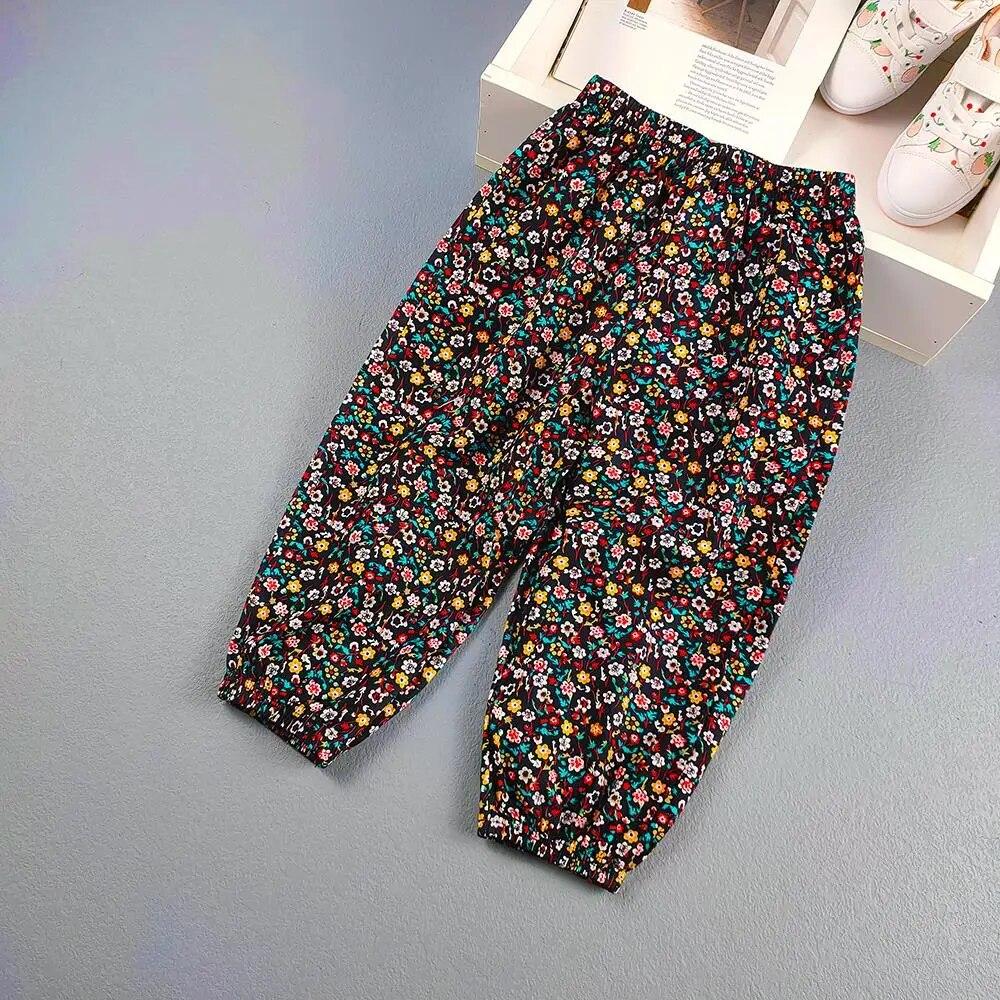 Summer Floral Children Kids Pants Girls Boys Breathable Beach Pant Anti-mosquito Trousers