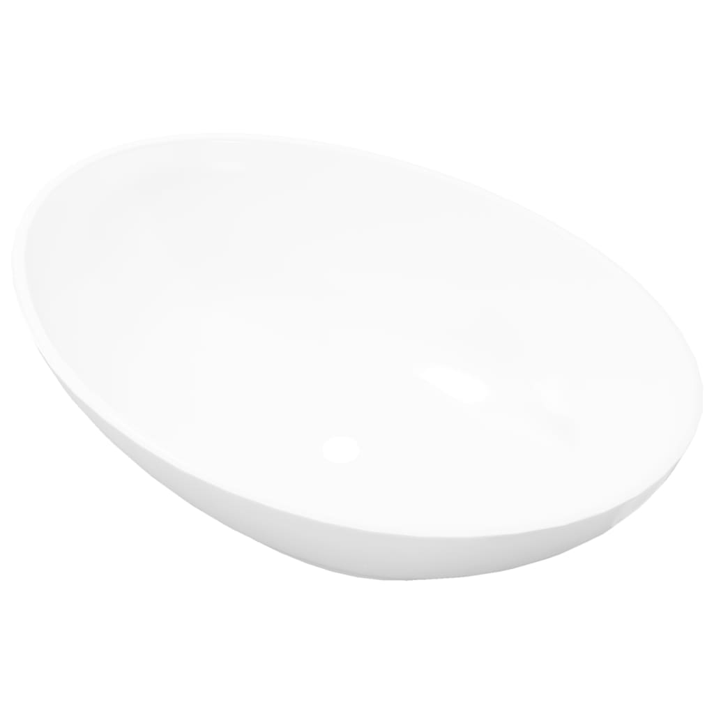 Vidaxl Luksusowa Ceramiczna Umywalka, Owalna, Biała, 40 X 33 Cm