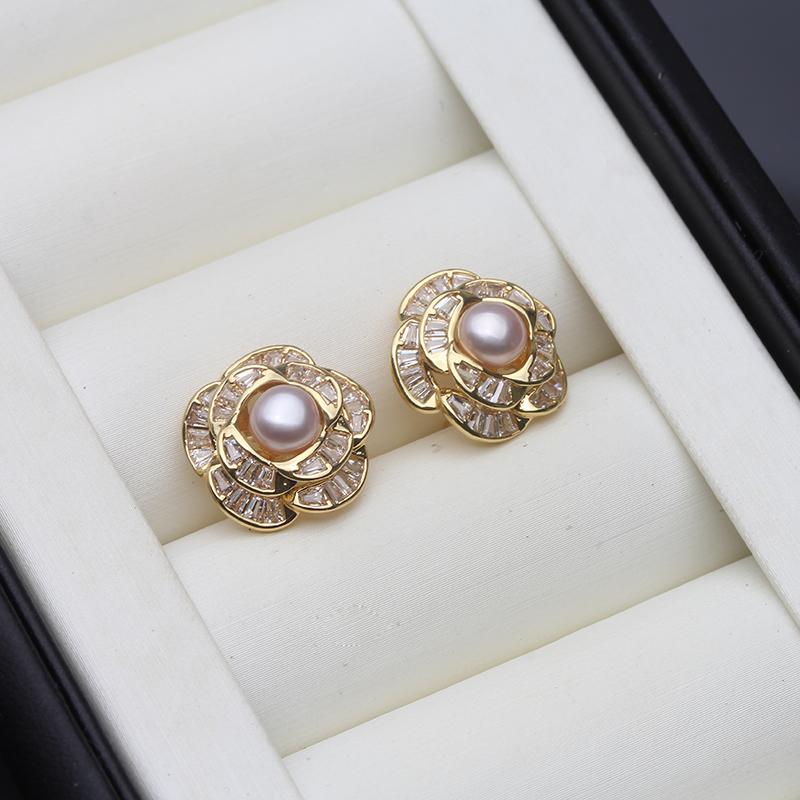 Genuine Freshwater Pearl Earrings for Women,Small Natural Stud Earrings Pearl Wife Mother Birthday Gift White