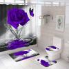 Purple Rose Moon Shower Curtain Waterproof Polyester Washable Non-Slip Mat Rugs Carpet Toilet Seat Cover Bathtub Bathroom Decor
