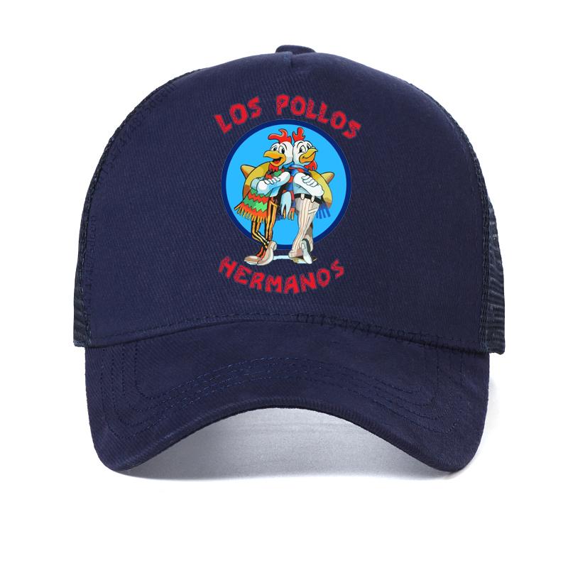 

Los Pollos Hermanos Baseball Cap men women Chicken Brother Visor hat cool Summer Mesh Trucker hats Snapback Casquette Adjustable темно-синього кольору