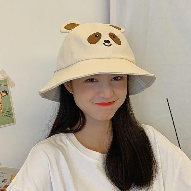 

Cartoon Bear Ears Fisherman Cap for Women Outdoor Wide Brim Sunshade Bucket Hat Girls Cute Kawaii Photo Props Novelty Basin Cap 56-58cm бежевый