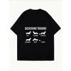 White Oversized T-Shirt With Dachshund Training Graphic And Text For Casual Wear