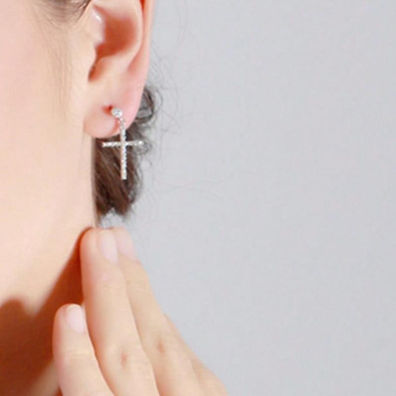 Women's Luxury Geometric Elegance Cross Earrings Wedding Engagement Party Jewelry Accessories